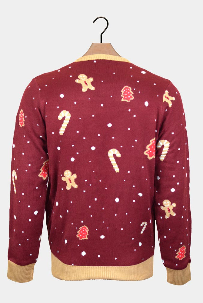 Luzes LED Ginger Cookie Camisola de Natal para Casal Vermelha