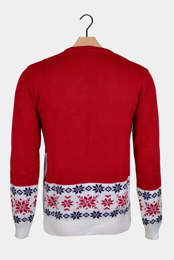Camisola de Natal Homem Vermelha Rena Patinadora