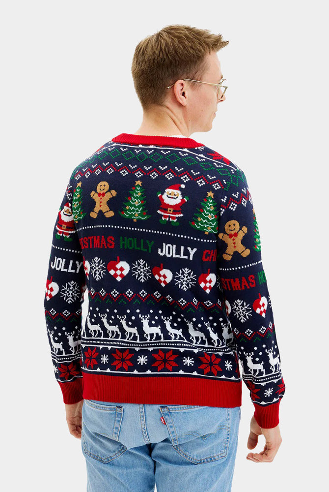 Cárdigan Camisola de Natal para Homem Azul y Vermelha