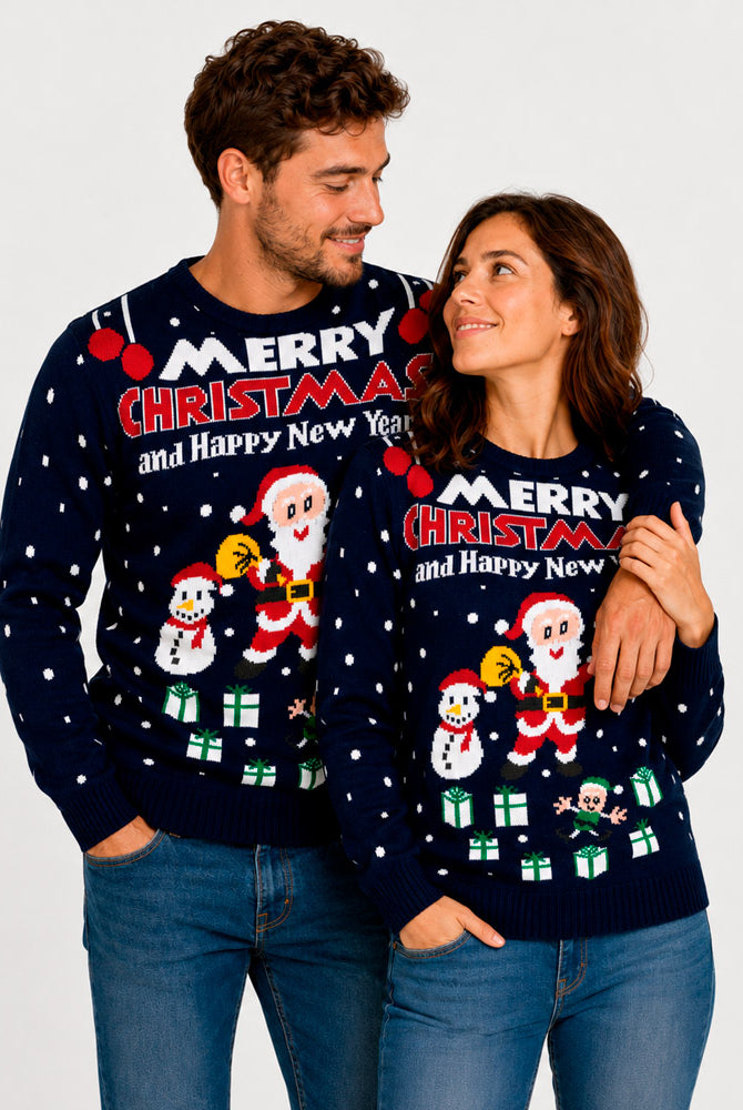 Casal Camisola de Natal Homem Merry Christmas and Happy New Year