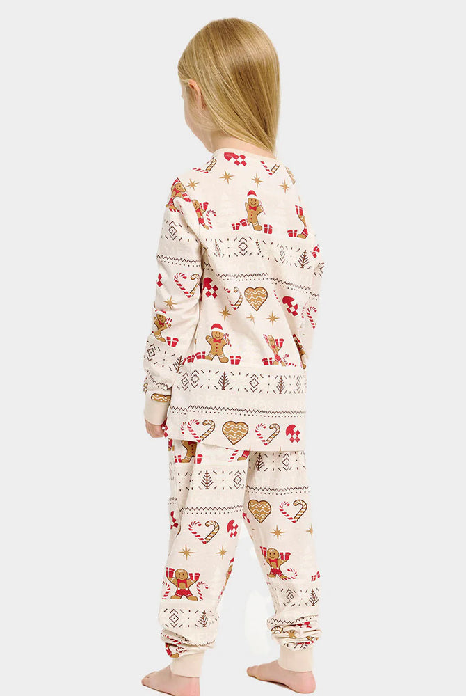 Pijama de Natal Crianças Bege Gingercookies Algodão Orgânico