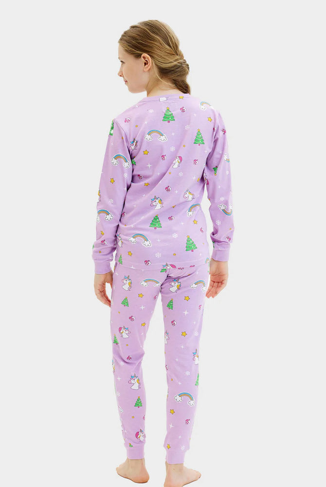 Pijama de Natal Crianças Unicórnios Algodão Orgânico