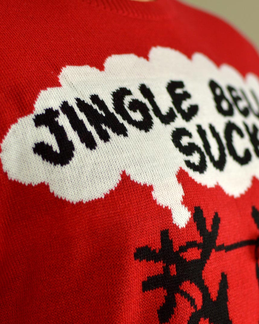 detalhe Camisola de Natal para Casal Vermelha Jingle Bells Suck