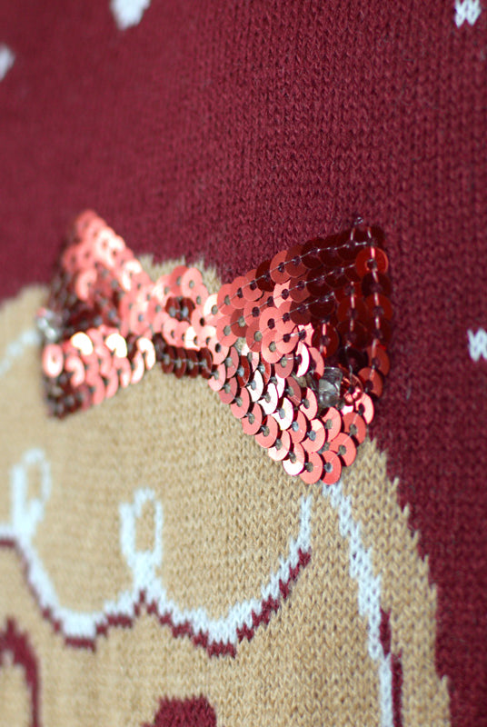 Camisola de Natal Vermelha com Luzes LED Ginger Cookie