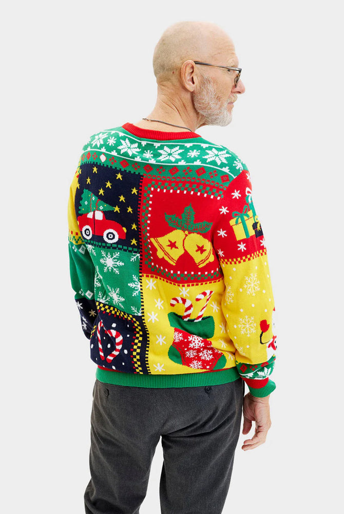 Camisola de Natal para Homem Algodão Orgânico Patchwork