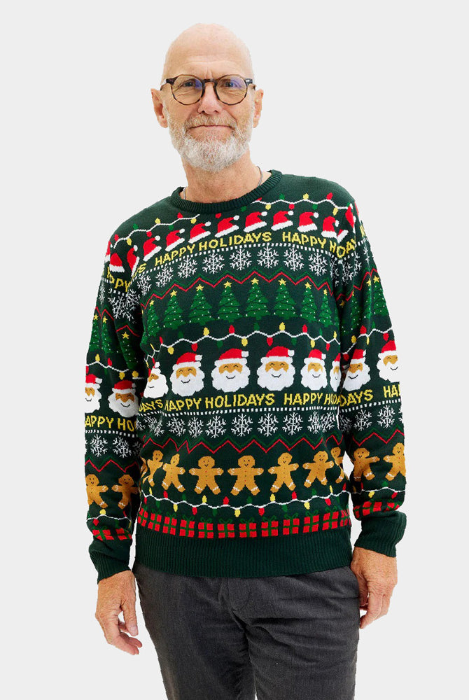 Camisola de Natal Verde Happy Holidays para Homem