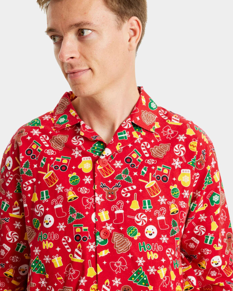 Pijama de Natal homem Adultos Unisex Vermelho com Motivos Natalícios
