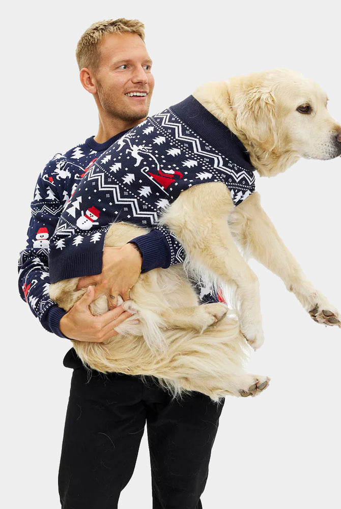 Homme Camisola de Natal para Cães com Árvores, Bonecos e Pai Natal