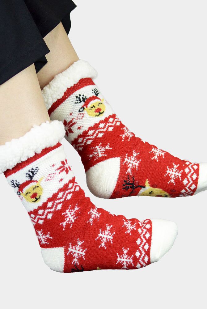 Meias de Natal Domésticas Rena com gorro de Natal