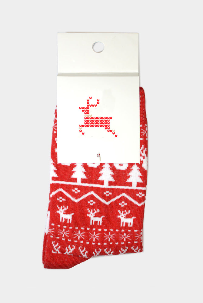 Meias de Natal Unisex com Renas Vermelhas