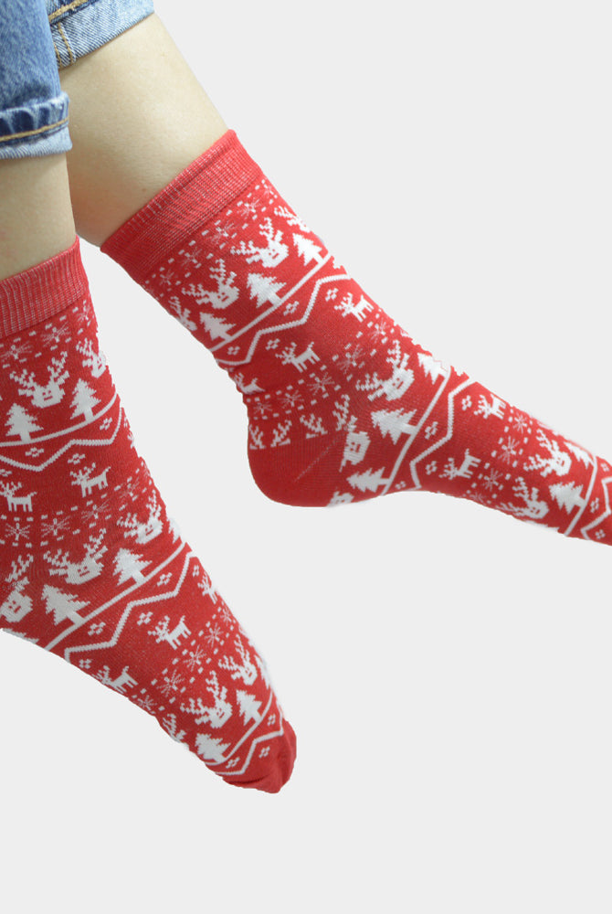 Meias de Natal Unisex Renas Vermelhas