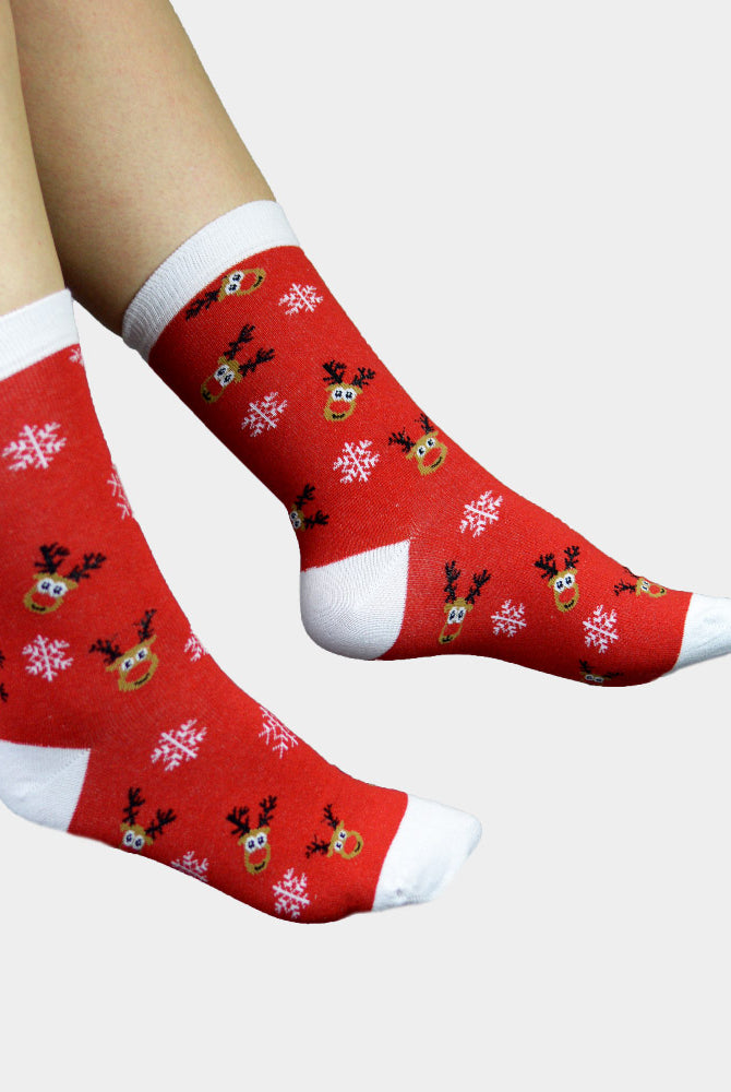 Meias de Natal Vermelhas com Rena Rudolph