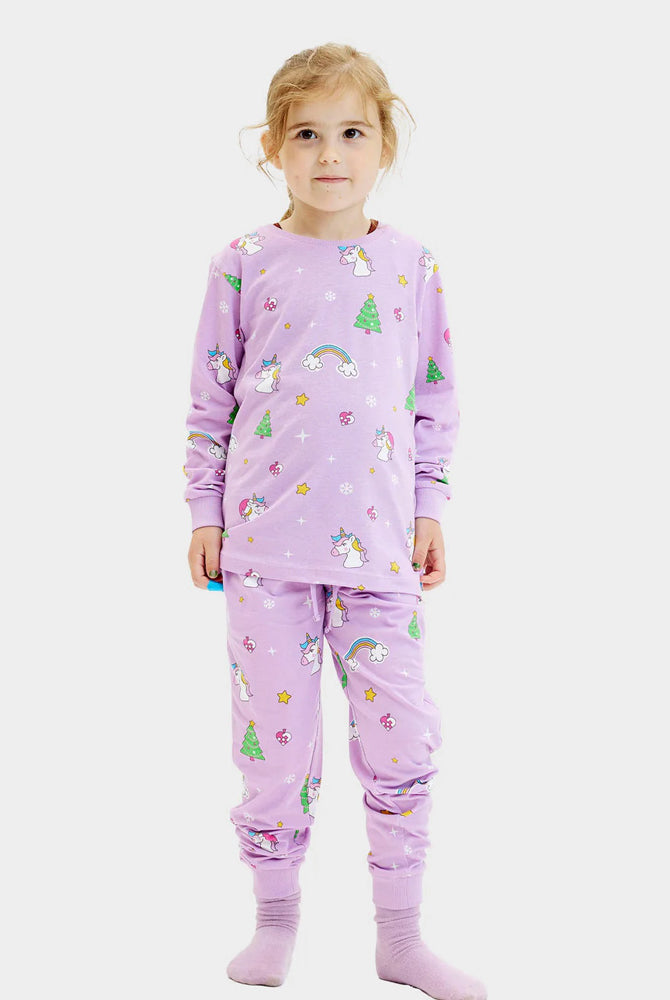 Pijama de Natal para Crianças com Unicórnios Orgânico Algodão