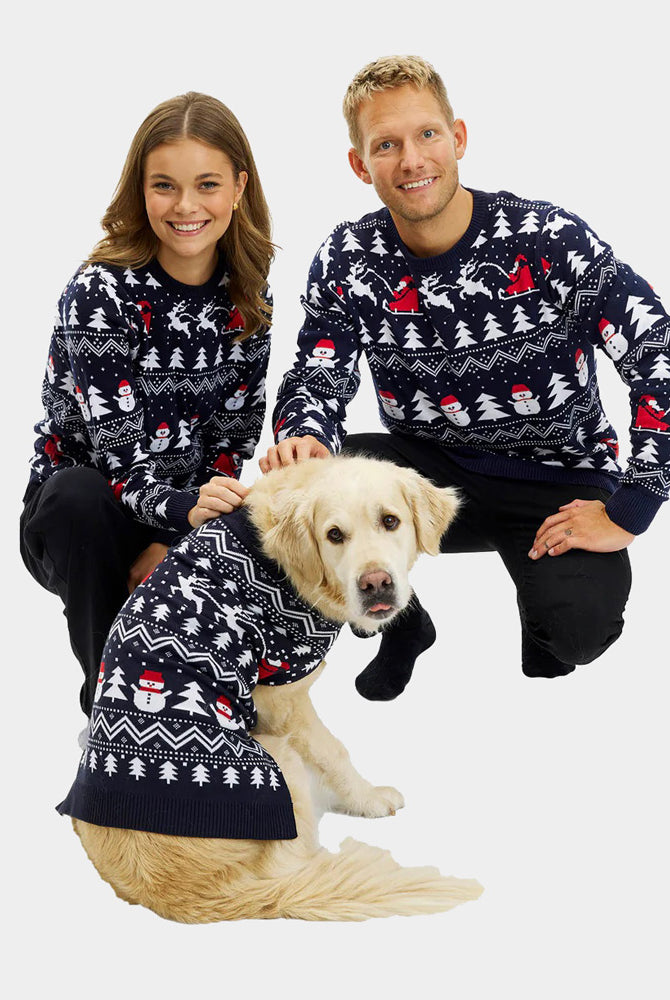 Mulher Camisola de Natal para Cães com Árvores, Bonecos e Pai Natal