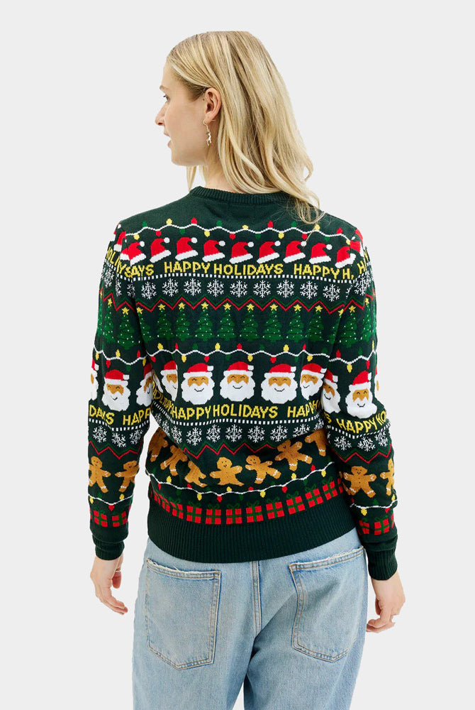 Mulher Camisola de Natal para Casal Verde Happy Holidays