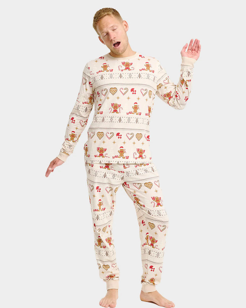 Pijama de Natal Homem Adultos Unisex Bege com Gingercookies Algodão Orgânico