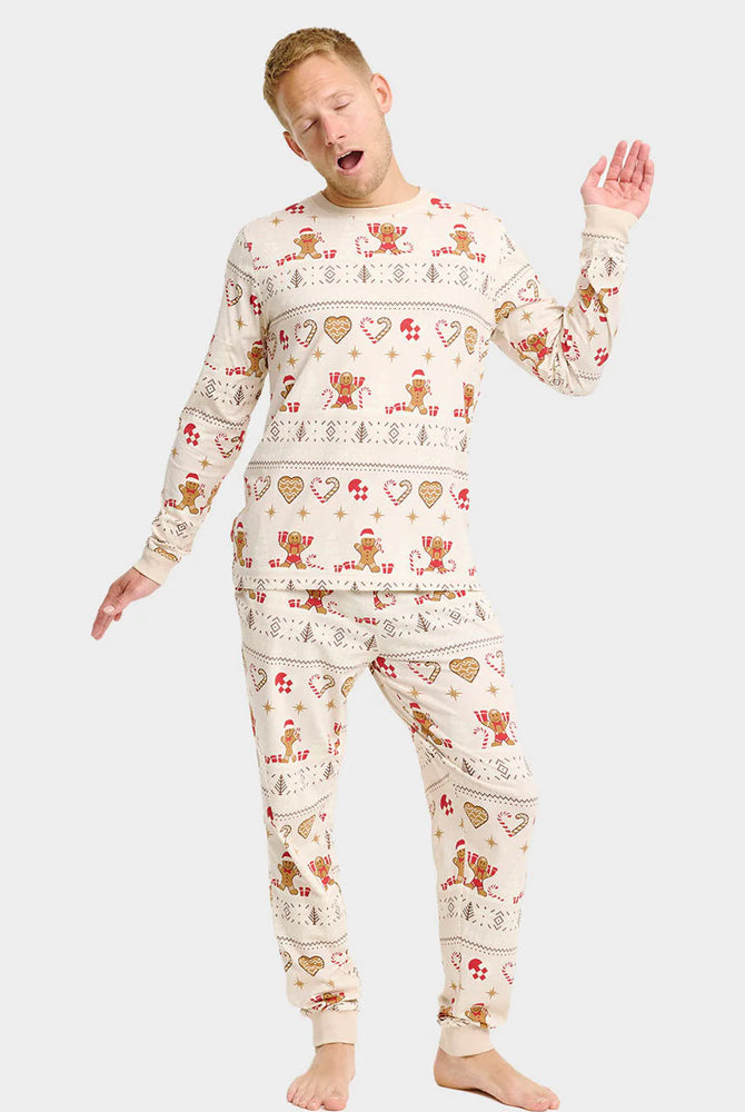 Pijama de Natal Homem Adultos Unisex Bege com Gingercookies Algodão Orgânico