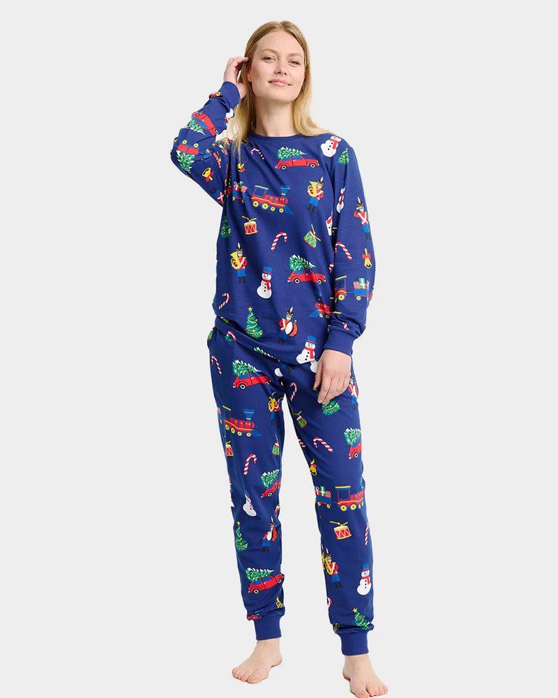 Pijama de Natal Mulher Adultos Unisex com Brinquedos de Natal