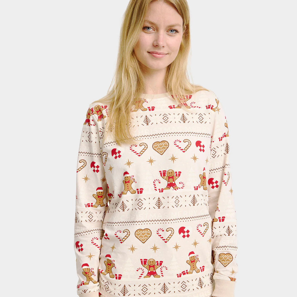 Pijama de Natal Adultos Unisex Bege com Gingercookies Algodão Orgânico