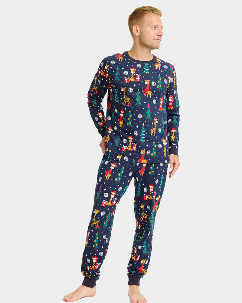 Pijama de Natal para Adultos Unisex com Girafas Homem