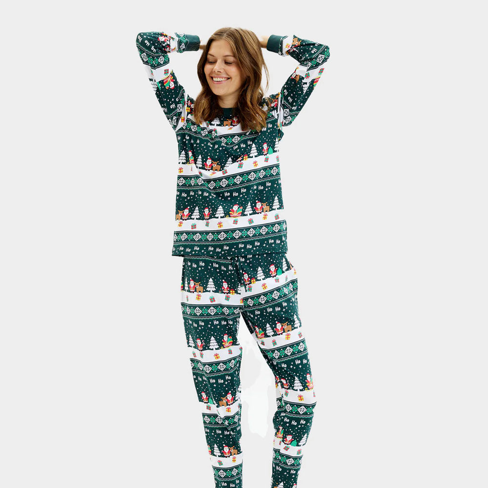 Pijama de Natal para Adultos Unisex Green Jolly Christmas Algodão Orgânico Mulher