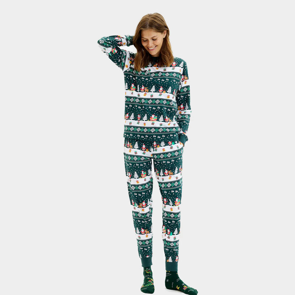 Pijama de Natal para Adultos Unisex Green Jolly Christmas Algodão Orgânico