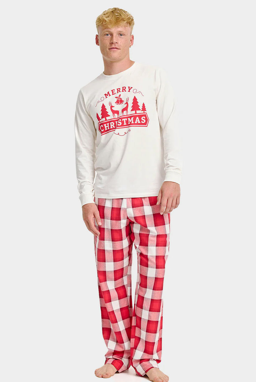 Pijama de Natal para Adultos Unisex Merry Christmas Algodão Orgánico Homem