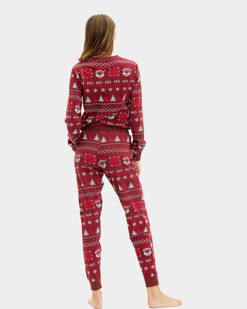 Pijama de Natal para Adultos Unisex Vermelho HoHoHo Algodão Orgânico Mulher