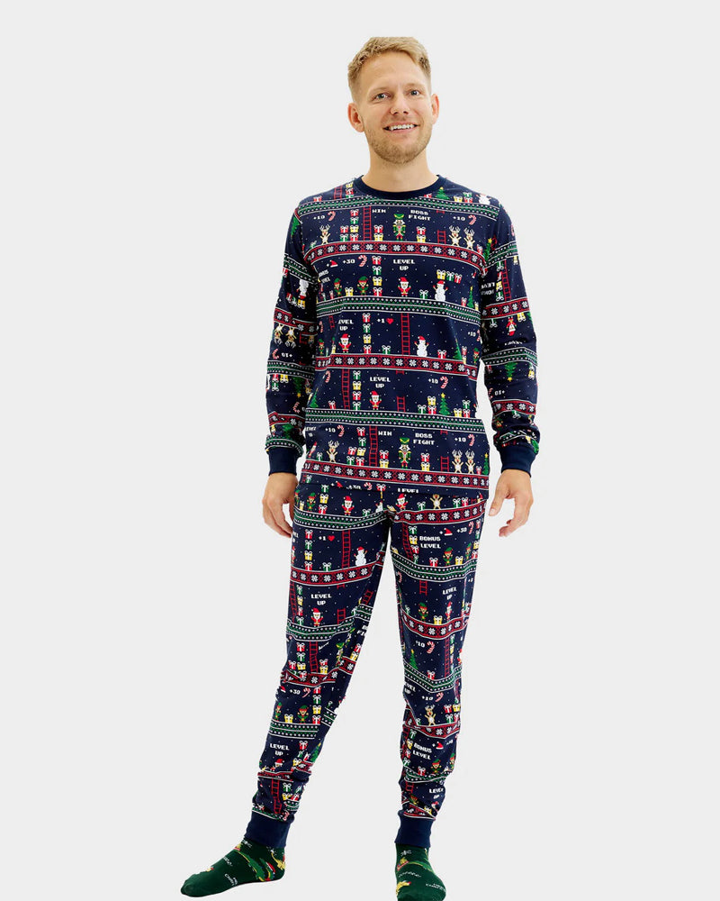 Pijama de Natal para Adultos Unisex Vintage Gaming Algodão Orgánico