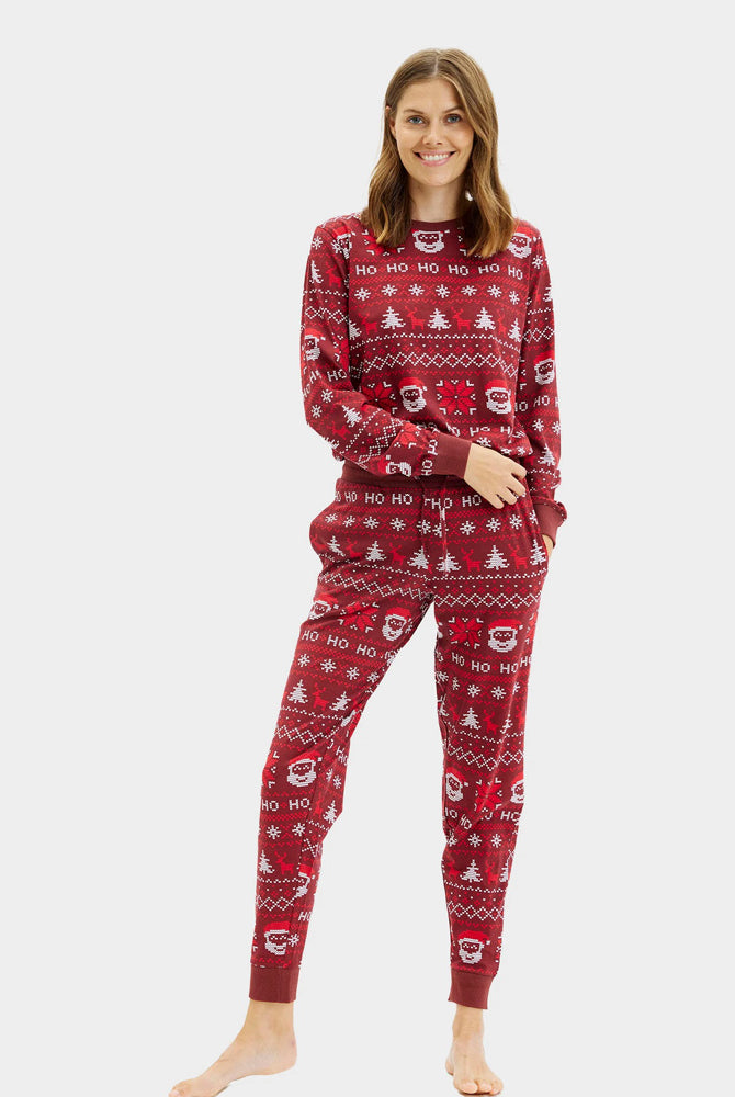 Pijama de Natal Adultos Unisex Vermelho HoHoHo Algodão Orgânico