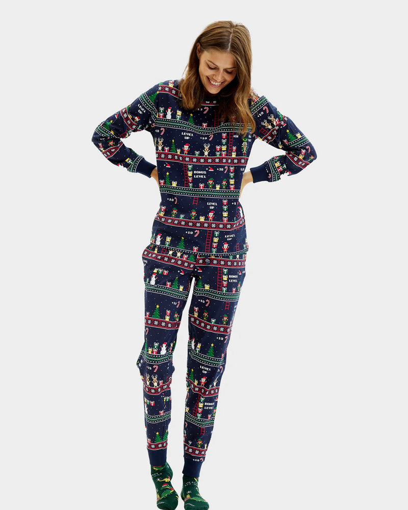 Pijama de Natal Adultos Unisex Vintage Gaming Algodão Orgánico