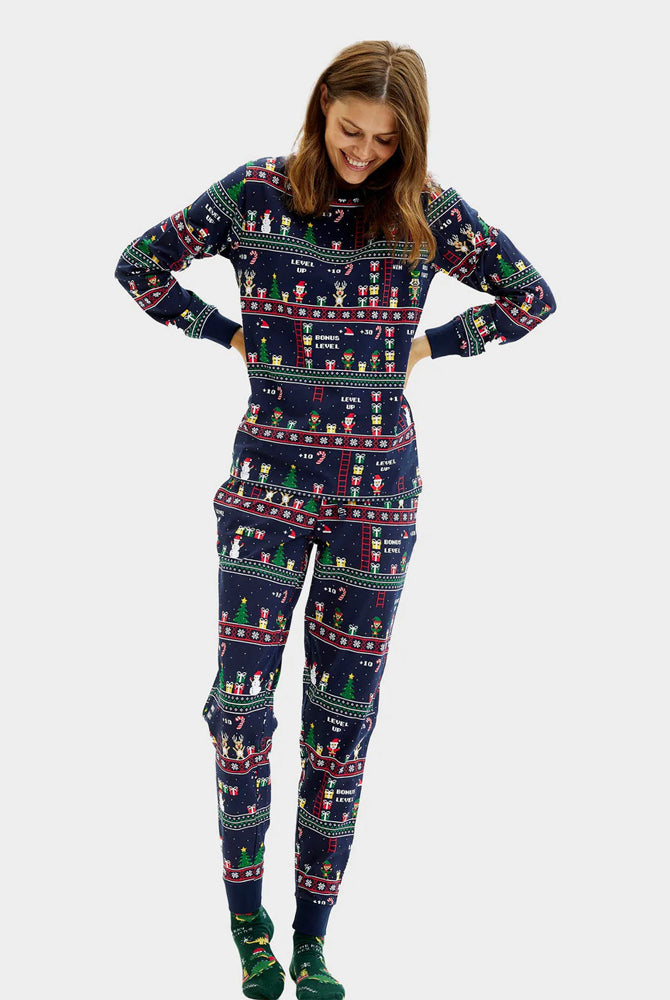 Pijama de Natal Adultos Unisex Vintage Gaming Algodão Orgánico