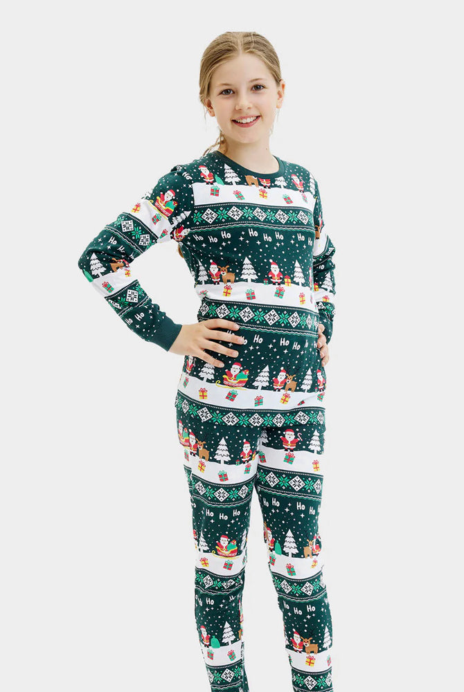 Pijama de Natal para Família Green Jolly Christmas Algodão Orgânico Crianças