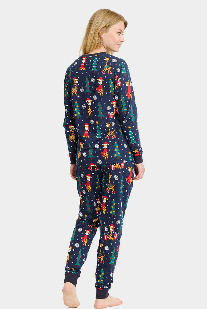 Pijama de Natal Mulher Família Unisex com Girafas