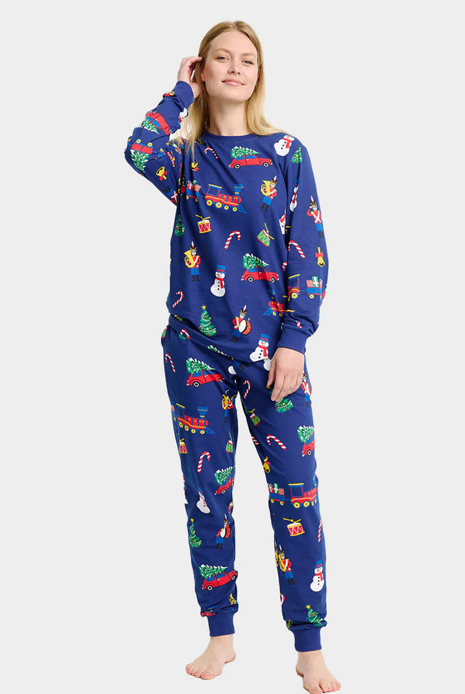 Pijama de Natal Mulher Família Unisex com Brinquedos de Natal