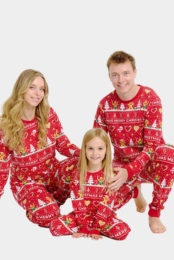 Pijama de Natal para Família Vermelho com Gingercookies Algodão Orgánico