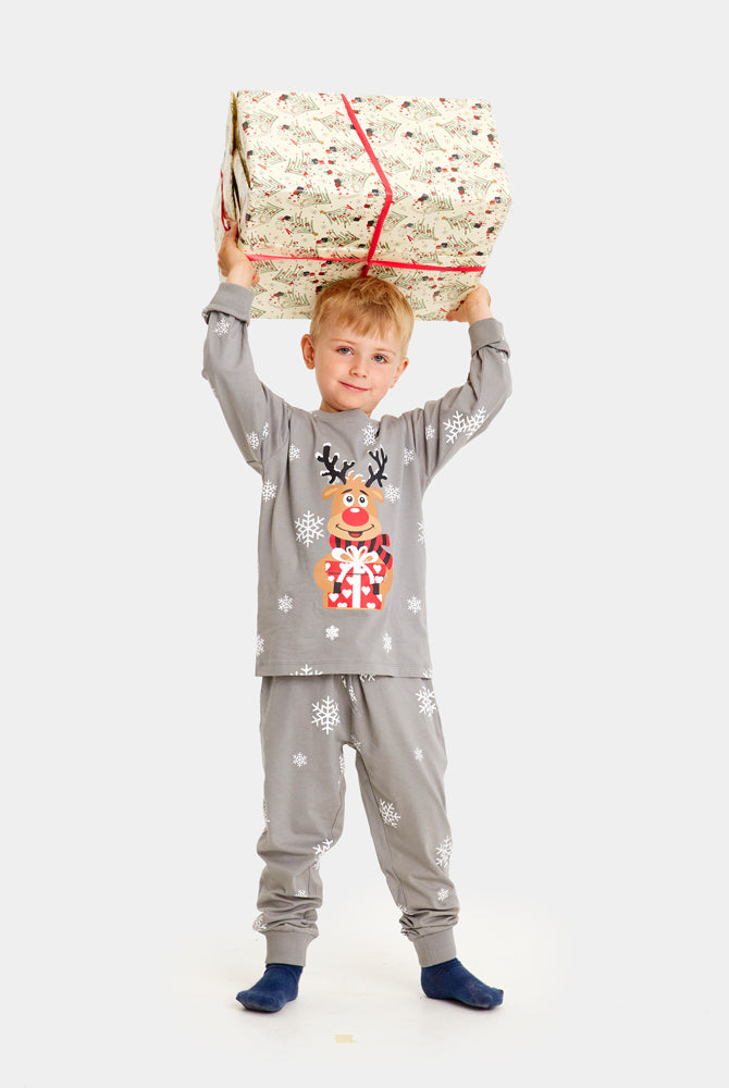 Pijama de Natal Familiar Cinzac om Rena Rudolph Menino