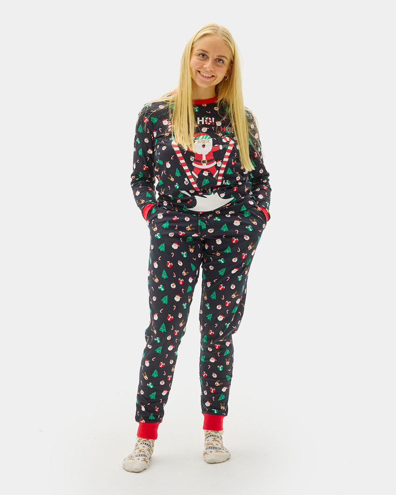 Pijama de Natal Familiar Mulher Pai Natal Esquiador
