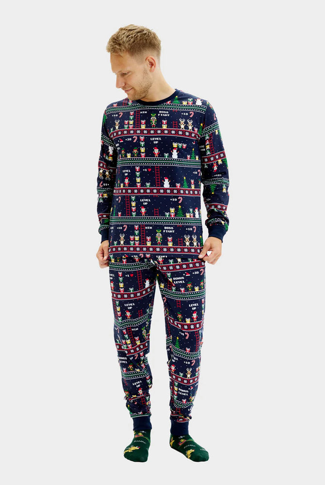 Pijama de Natal Homem Adultos Unisex Vintage Gaming Algodão Orgánico