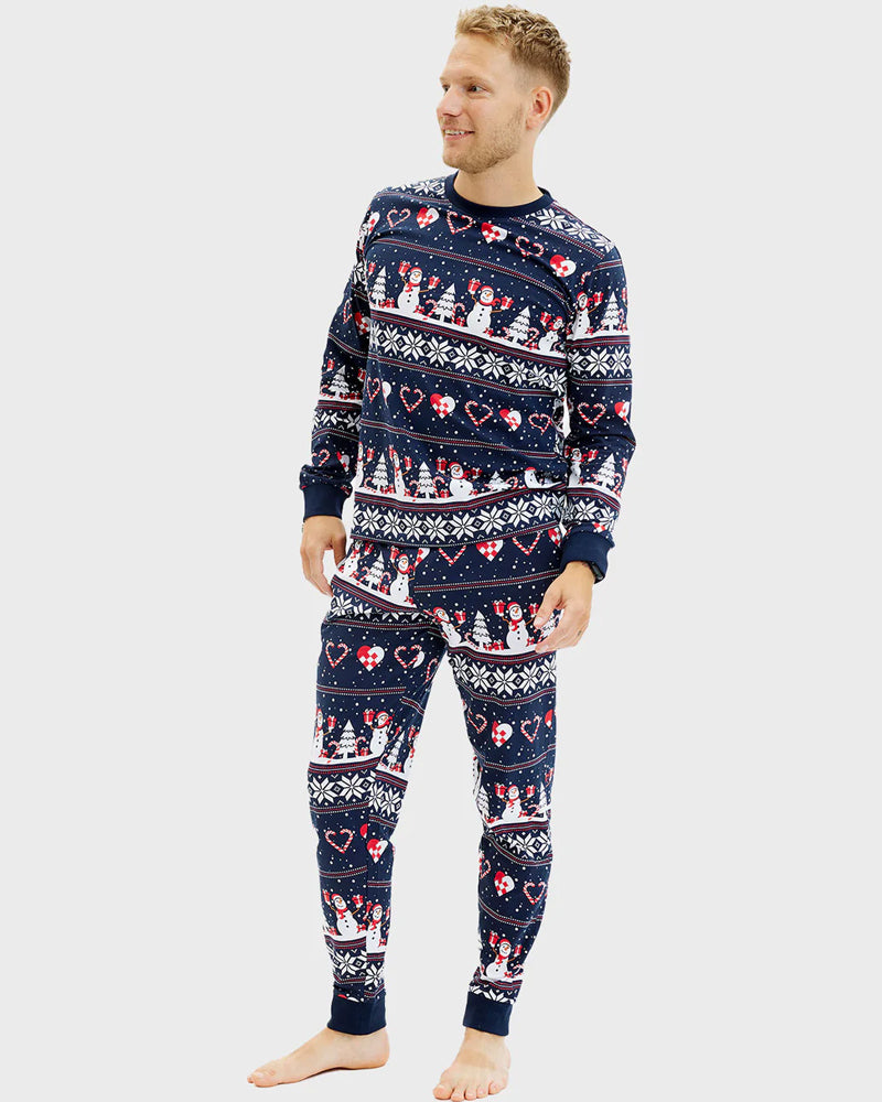 Pijama de Natal para Homem de neve e Corações Bonecos