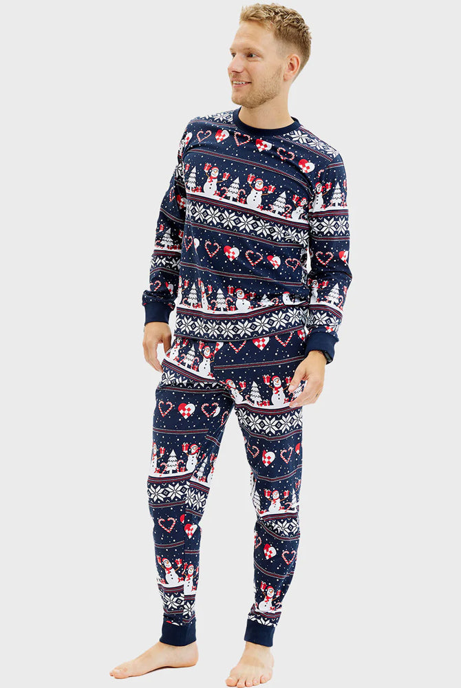 Pijama de Natal para Homem de neve e Corações Bonecos