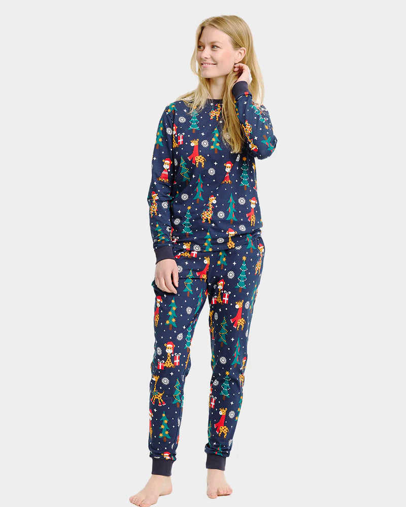 Pijama de Natal Mulher Adultos Unisex com Girafas