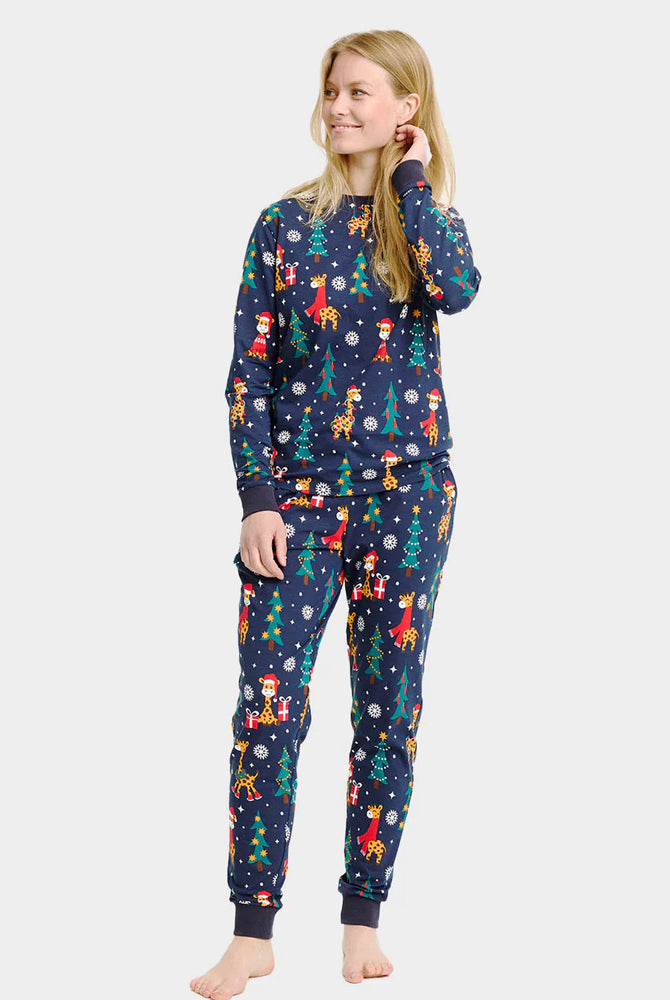 Pijama de Natal Mulher Adultos Unisex com Girafas