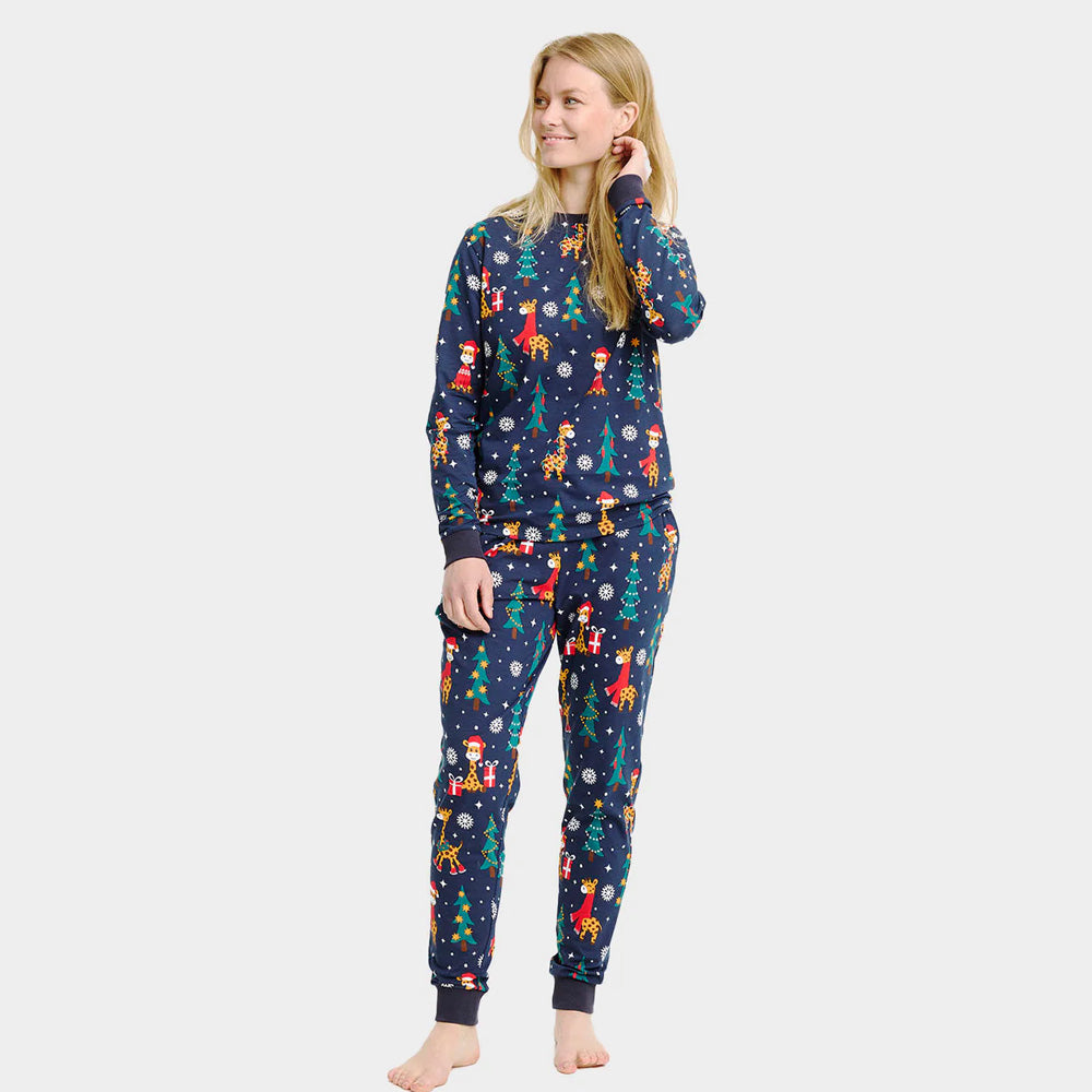Pijama de Natal Mulher Adultos Unisex com Girafas