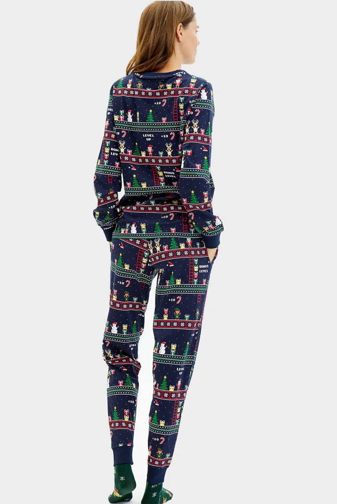 Pijama de Natal Mulher Adultos Unisex Vintage Gaming Algodão Orgánico