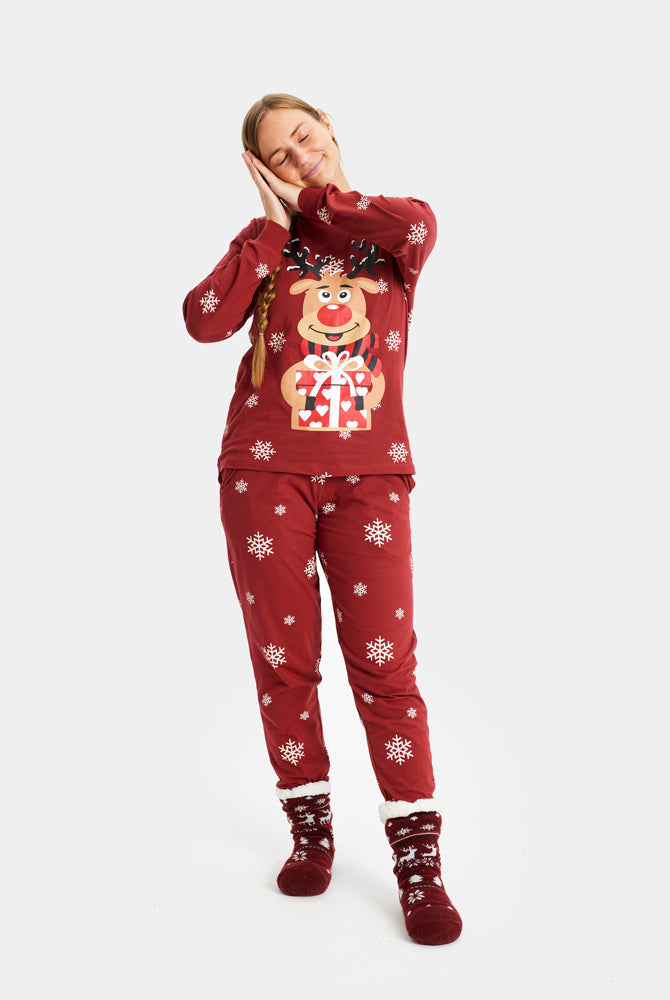 Pijama de Natal para Mulher Rena Rudolph Vermelha