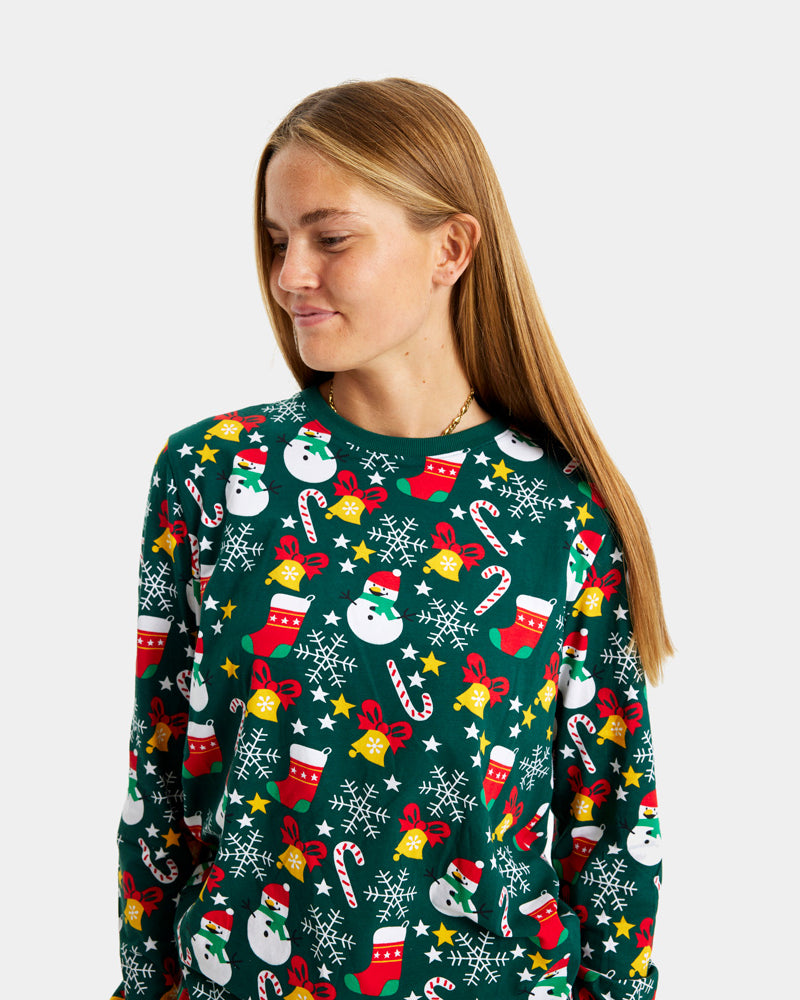 Pijama de Natal para Motivos Natalícios Mulher Verde