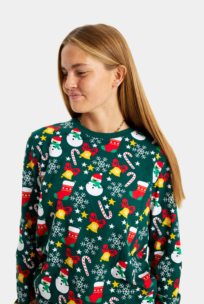Pijama de Natal para Motivos Natalícios Mulher Verde