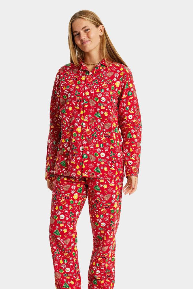 Pijama de Natal para Adultos Unisex Vermelho com Motivos Natalícios Mulher