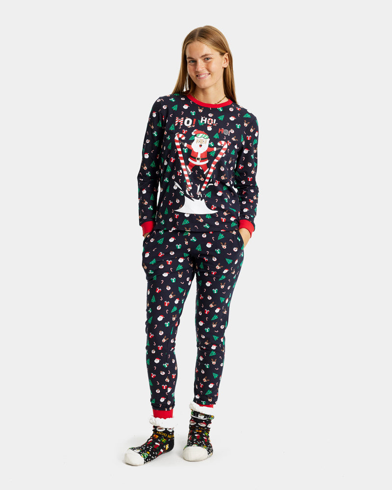 Mulher Pijama de Natal para Adultos Unisex com Pai Natal Esquiador